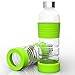 Xtremeglas 32 oz Glass Water Bottle with Silicone Sleeves 1 Liter Water Bottle Glass Stainless Steel Lid BPA Free Unique Design Eco Friendly Reusable Glass Drinking Bottle ONE BOTTLE PER PACKAGE!