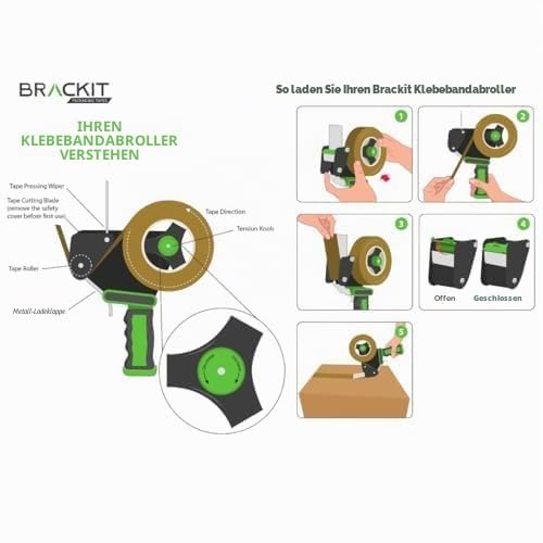 brackit Transparentes Verpackungsband mit Spender, 48 mm x 66 m, Packung mit 6 Rollen – Starkes, strapazierfähiges Packband für regelmäßigen Gebrauch oder Umzug – Versiegelt einfach Ihre Pakete und 4