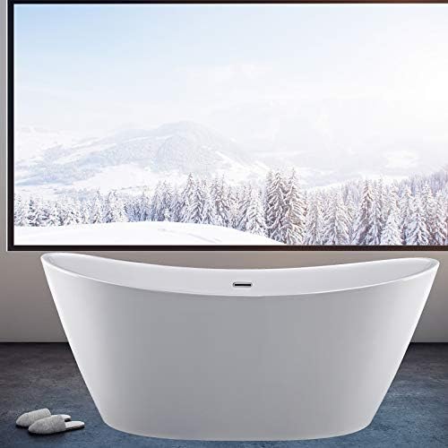 Empava 59 in Free Standing Bathtubs Acrylic Streamline Stand Alone