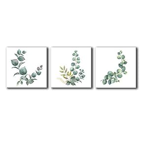 Wall26-3 Panel Canvas Wall Art- Green Plants -Giclee...