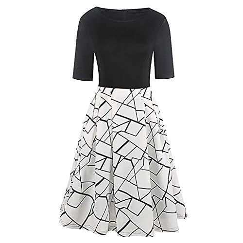 Vintage jurk voor dames, lange mouwen, partyjurk, patchwork, bloemen, baljurk, swingjurk met zakken - Image 6