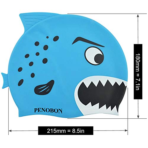Kids Swim Cap 2 Pack, Fun Silicone Swim Caps for Boys and Girls, Fit for Children 3-12 - Thumbnail 2