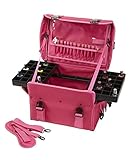 Seya Beauty Soft Sided Pro Makeup Artist Nail Art Organizer Train Case Carry-on w/ Removable Dividers & Travel Brush Holder (Pink)