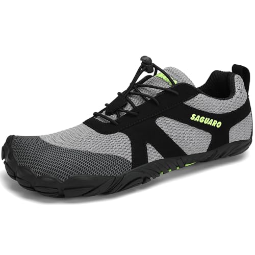 Saguaro Barfußschuhe Damen Herren Zehenschuhe Traillaufschuhe Weich Bequem Barfussschuhe Fitnessschuhe Männer Frauen Trainingsschuhe Für Joggen Laufen Wandern, Wolken Grau, 41 Eu