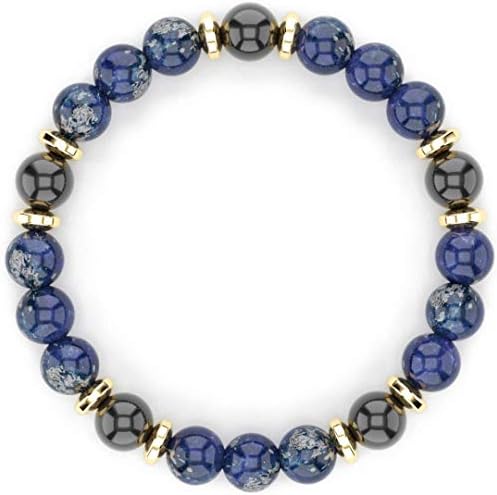 Bracciale Elasticizzato Uomo Donna In Ametista E Lapislazzuli – 7 Pollici – Perle Lisce 10mm