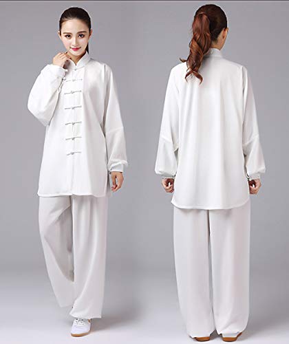 KIKIGOAL Unisex Chinese Traditional Martial Arts Tai Chi Uniform Kung Fu Clothing Wushu Suit For Men and Women (XXXXL, white)