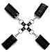 SM Bondage Set for beds Nylon Strap/Handcuffs/Ankle Cuffs/Cross/Eye Mask/Adult Erotic Toys for Women – Increase Sexual Desire,Blackthumb 4