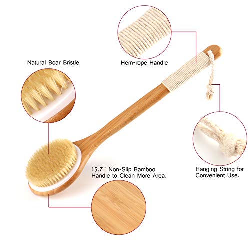 Bath Body Brush Set for Wet or Dry Brushing Natural Detoxifying