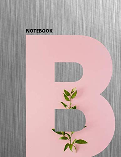 Notebook: Plain Notebook – Large Size (8.5 x 11 inches) - 150 Pages – Metal Black Cover with Letter B