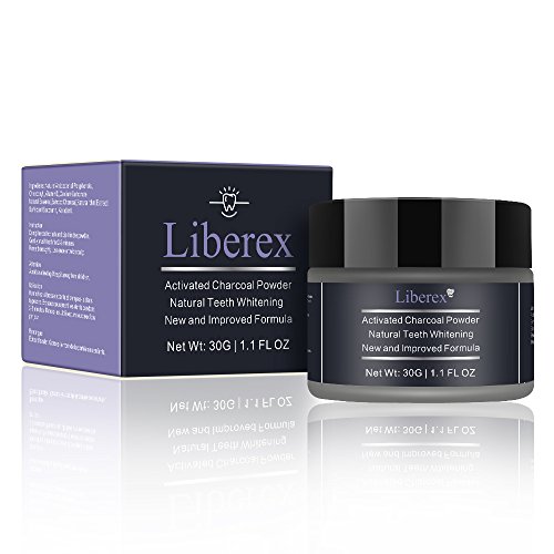 Activated Charcoal Teeth Whitening Powder - Liberex Natural Ultra Fine Teeth Whitener, Remove Tooth Stains and Freshen Breath for Sensitive Gum (1.1Oz/30g) (Mint)