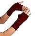 Charberry Fashion Arm Fingerless Winter Unisex Soft Warm Mitten Gloves (Wine Red)