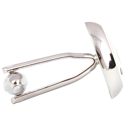 HJ Men's 2PCS Rhodium Plated Cufflinks Silver Initial Letter Shirt Wedding Business 1 Pair Set White V