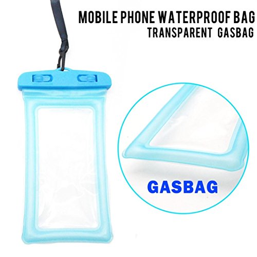 Sagton Waterproof Phone Case,Floating Pouch Night-Visible Smartphone Dry Bag for iPhone X/8/8 Plus/7/7 Plus/6S/6/6S Plus/SE/5S/5C,Samsung Galaxy S8/S8 Plus/Note 8 6 5,up to 6 inch diagonal (Sky Blue)