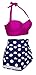 Angerella Polka Two Piece Swimsuit Beachwear Bathing Suits (BKI032-R2-3XL),Rose Red,US12-14=Tag Size 3XL