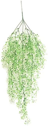 Crt Gucy 33.5" Artificial Fake Hanging Flowers String Plant Vine For Home Garden Wall Decoration, White Green