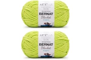 Bernat Blanket Brights 300g Bright Lime Yarn - 2 Pack of 300g/10.5oz - Polyester - 6 Super Bulky - Knitting/Crochet