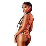 Mintsnow Womens Tropical Tribal Print Sexy High Cut Padded One Piece Swimsuit