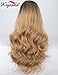K'ryssma Ombre Blonde Lace Front Wigs Dark Roots Brown to Blonde Ombre Synthetic Wigs For Women Natural Looking Long Wavy Wig Heat Resistant 24 inch