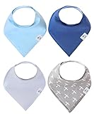 Baby Bandana Drool Bibs for Boys Oxford Set 4 Pack of Unisex Absorbent Cotton Modern Baby Gift Set for Girls