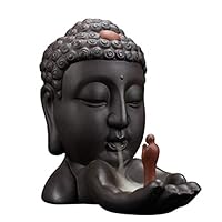 BERTERI Backflow Incense Burner Creative Home Decoration Ceramic Buddha Incense Holder Buddhist Censer Use in Office Living Room