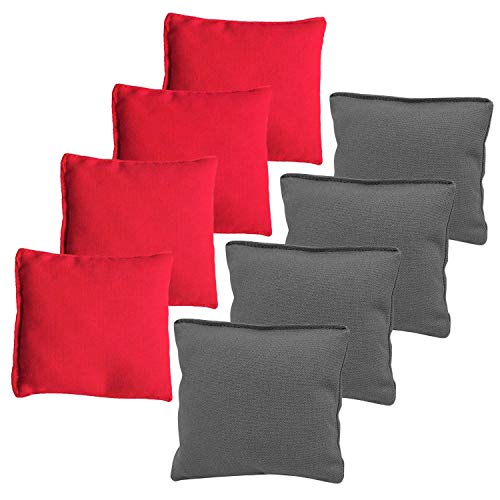 JMEXSUSS Weather Resistant Standard Corn Hole Bags, Set of 8 Regulation Cornhole Bags for Tossing Game (Red/Grey)