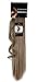 S-noilite Newest Pop Long Straight Curly Wavy Wrap Around on Ponytail Clip in Pony Tail Hair Extensions Natural Synthetic Hairpiece (23inchs-straight, ash brown mix bleach blonde)