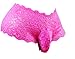 Sissy Pouch Panties Men's Silky Lace Bikini Briefs Girly Underwear Sexy for Men-ls (M, Bright Pink)