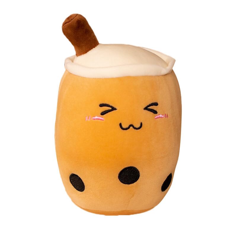 Uposao Bubble Tea Plush Toy Boba Cuddly Toy, 24 cm Cartoon Plush Dolls Funny Cushion Milk Tea Soft Doll Tea Cup Cushion Children's Toy Birthday Gift for Children Girls, Brown #2