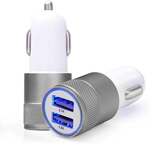 Universal Metal 12 Volt / 1 ~ 2 Amp Dual USB Port Car Charger for iPhone Samsung Smartphone(Grey)