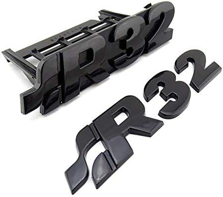 Yoin MK4 R32 Chrome Grill Badge R32 Logo Inscription Genuine New OEM for GOLF Part Car Emblem,gloss black