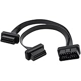 iKKEGOL Ultra Low Profile Straight 16 Pin OBD2 OBDII Splitter Extension Cable Male to Dual Female Y Cable 30cm/12 (Straight Port)