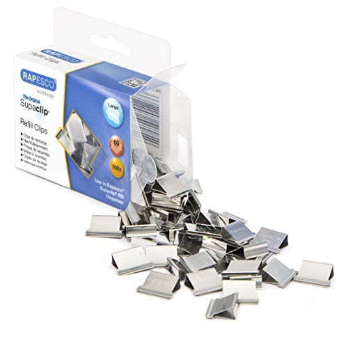 Rapesco Supaclip 60-Sheet Capacity Stainless Steel Refill Clips, Pack of 100 (CP10060S) (Certified Refurbished)