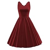 LUOUSE Retro V Neck Sleeveless Vintage 50's 60's Cocktail Party Swing Dress
