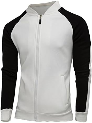 DressU Men's Zipper Long Sleeve Vogue Hit Color Sweatshirts Outwear 2 2XL