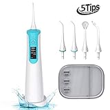 Ovonni Portable Water Flosser Cordless Oral Irrigator For Braces and Teeth, Rechargeable Dental Teeth Cleaner with 5 Jet Tips and 145ML Water Tank, IPX7 Waterproof for Home and Travel