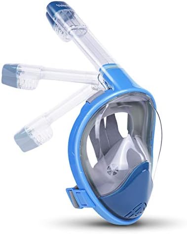 Vaincre 180° Full Face Snorkel Mask Foldable with Panoramic View Anti-Fog, Anti-Leak with Adjustable Head Straps - See Larger Viewing Area Than Traditional Masks