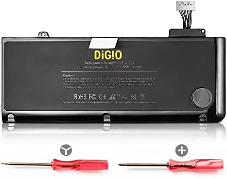 New Laptop Battery Replacement For Apple MacBook Pro 13 Inch A1278 A1322 (2009 2010 2011 2012 Version) - Two Free Screwdrivers - [18 Months Warranty 10.95V 6000mAh 65.5Wh] A1322