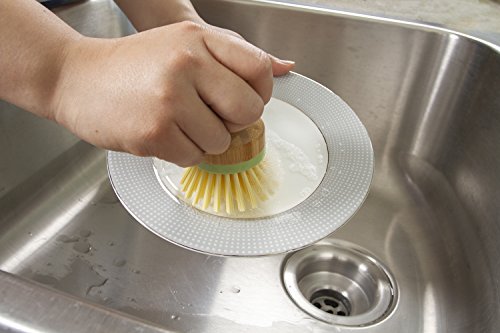 Evriholder Mini Scrub Brush Dish Scrubber Made of Sustainable Bamboo and Recycled Plastic