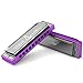 Eastar Major Blues Diatonic Harmonica, 10 Holes C Key Beginner Harmonica for Kids Children Adults Students, with Hard Case and Cloth, Purple