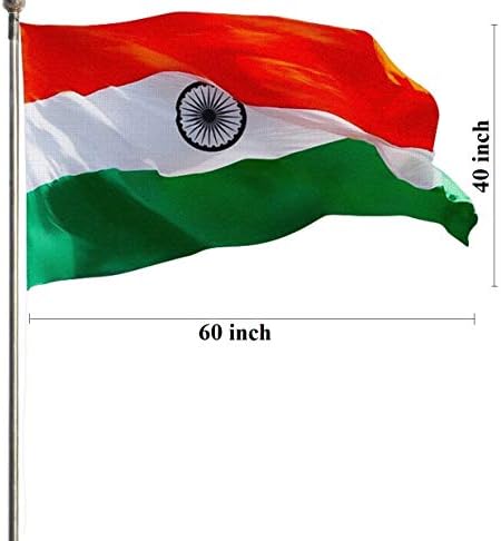 Indian Cotton Suti Flag for Offices, Schools, Cricket Match, RWAs & Homes (3.3x5.0 feet/40x60 inch)