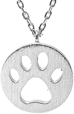Little Cloud Jewelry Puppy Paw Print Disk Necklace Gold Silver (Silver)