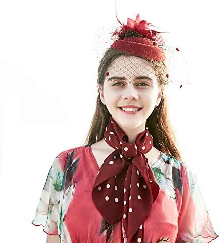 YIULSG Fascinators for Women Feather Fascinator Hats Headband Pillbox Hat for Wedding Church Deryby Tea Party