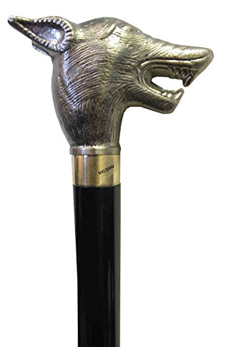 36″ Elegant Wolf’s Head Cane Gentleman’s Walking Stick – Steampunk Renaissance
