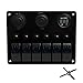 Switch Panel 6 Guang, TEQStone Boat Car Marine Switch Panel LED Rocker Blank Switch Panel with Circuit Breakers&Digital Voltmeter+12V Cigarette Socket & USB Power Charger Adapter (Blue)