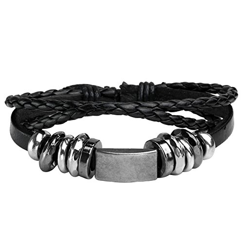 Eigso 12Pcs Braided Leather Bracelets Set for Men Women Hemp Cords Wooden Beads Adjustable Wrap Bracelets - Thumbnail 2