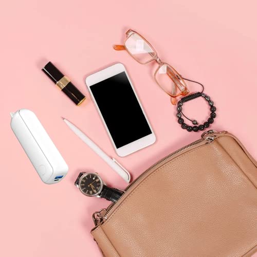 Portable Handheld Rechargeable Fan With Power Bank - 3 Speed Mini Personal Fan for Travel, Home, Office - Foldable USB Design for Women, Kids (White)
