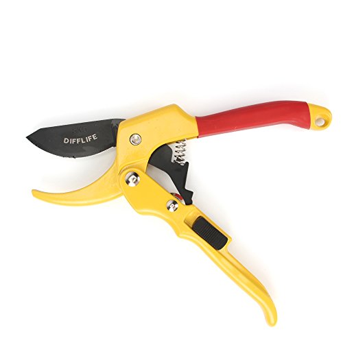 DIFFLIFE Professional SK-5 Steel Blade Sharp Anvil Pruning Shears with Safety Lock for Garden Work (Orange)