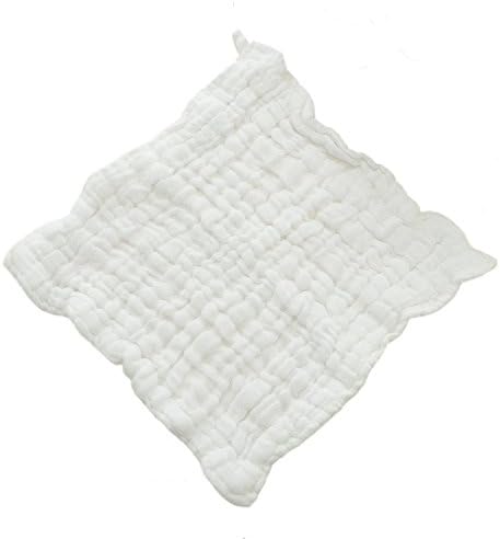 KJ Home Bubble Muslin Washcloths and Towels - Natural Organic Cotton Wipes for Sensitive and Delicate Skin (Set of 5) (White)