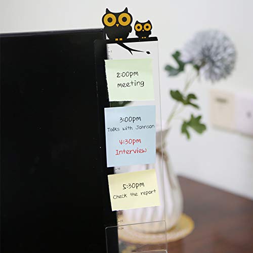 Pack of 2 Left & Right Cartoon Computer Monitors Side Panel/Memo Pads/Sticky Boards/Message Board/Notes Holder for Computer Screen(Owl) - Thumbnail 6