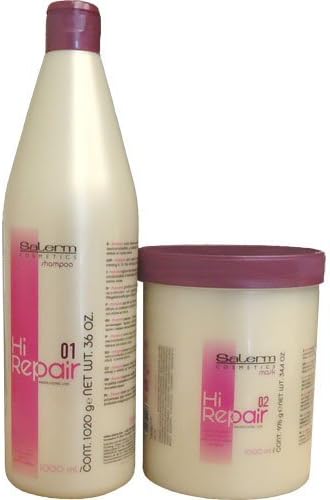 Salerm Hi Repair Shampoo 36oz + Hi Repair Mask 34.4oz Combo Set by Salerm Hi Repair